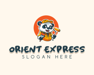 Cute Painter Panda logo design