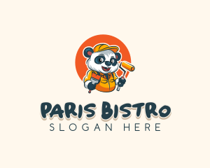 Cute Painter Panda logo design