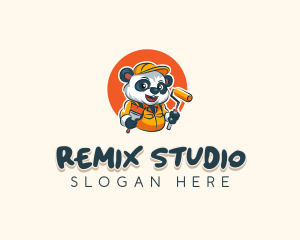 Cute Painter Panda logo design