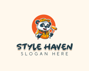 Cute Painter Panda logo design