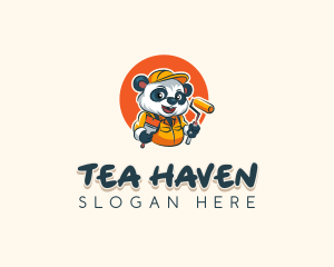 Cute Painter Panda logo design