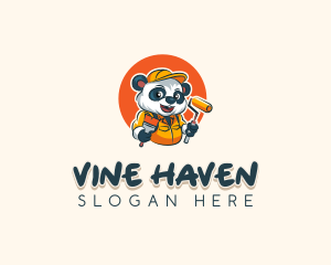 Cute Painter Panda logo design