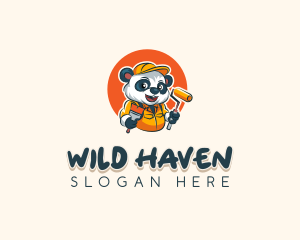 Cute Painter Panda logo design