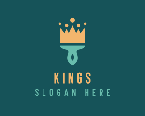 Painting Brush King Crown logo design