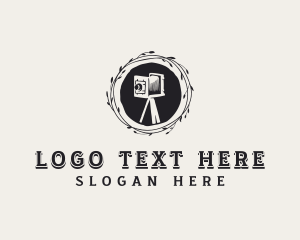 Blogger - Vintage Camera Wreath logo design