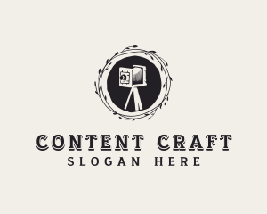 Vintage Camera Wreath logo design