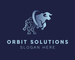 Bull Wireframe Orbit logo design