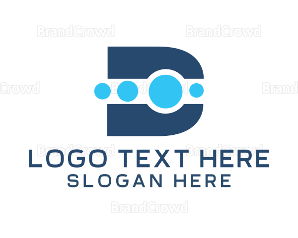 Gaming Tech Dots Letter D Logo