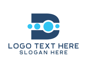 Gaming Tech Dots Letter D logo design