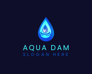 Dam - Water Droplet Liquid logo design