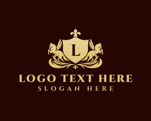 Luxury Pegasus Shield Crest Logo