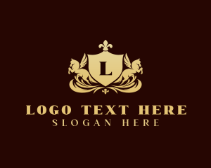 Hotel - Luxury Pegasus Shield Crest logo design