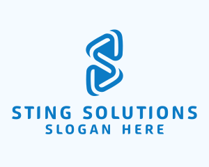 Blue Digital Letter S logo design