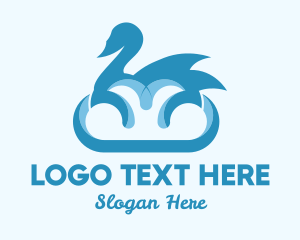 Animal - Blue Cloud Swan logo design