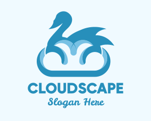 Blue Cloud Swan logo design