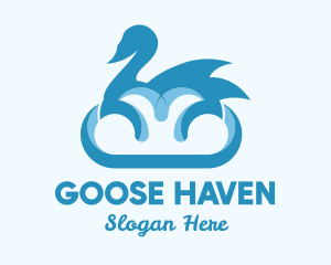 Blue Cloud Swan logo design