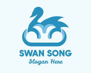 Swan - Blue Cloud Swan logo design