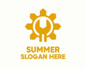 Yellow Sun Wrench Mechanic logo design