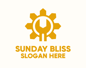 Sunday - Yellow Sun Wrench Mechanic logo design