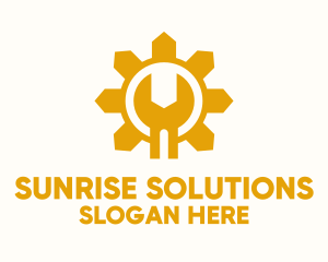 Yellow Sun Wrench Mechanic logo design