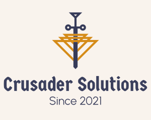 Crusader - Triangular Medieval Sword logo design