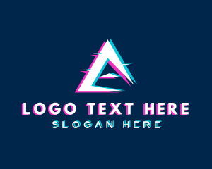 Anaglyph 3d - Digital Glitch Letter A logo design
