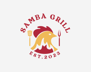 Chicken BBQ Flame Grill logo design