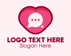Online Relationship - Heart Dating Flirt Message logo design