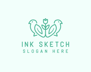 Natural Flower Birds logo design