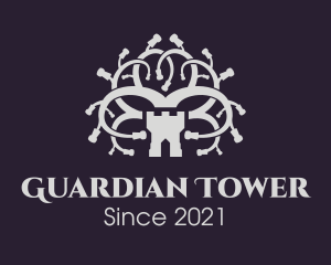 Defense Tower Fortress logo design