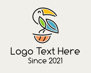 Bird Sanctuary - Happy Perched Toucan logo design