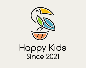 Happy Perched Toucan  logo design