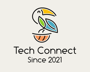 Tropical Bird - Happy Perched Toucan logo design