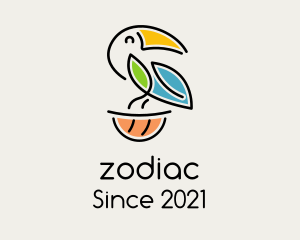 Tropical Bird - Happy Perched Toucan logo design