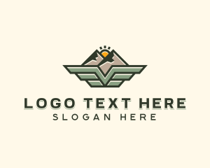 Adventure - Mountain Airline Wings logo design