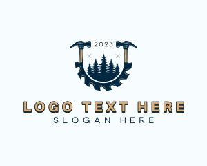 Tree - Carpenter Hammer Tools logo design