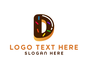 Cake Shop - Donut Bakery Dessert Letter D logo design