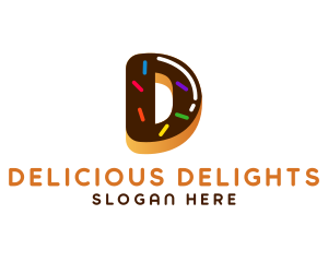 Donut Bakery Dessert Letter D logo design