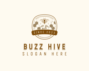 Bee Honeycomb Honey logo design