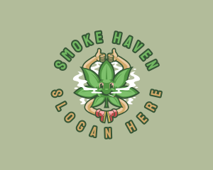 Marijuana Smoke Hippie logo design