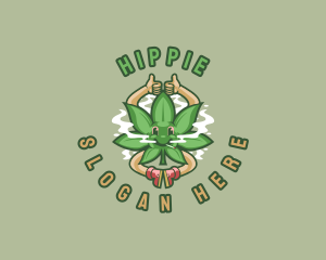 Marijuana Smoke Hippie logo design