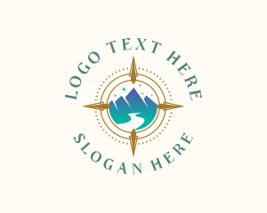 Tourist - Adventure Compass Mountain logo design