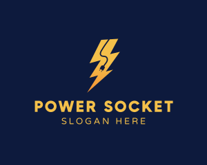 Socket - Lightning Bolt Socket logo design