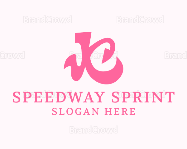 Pink Curly Letter K Logo