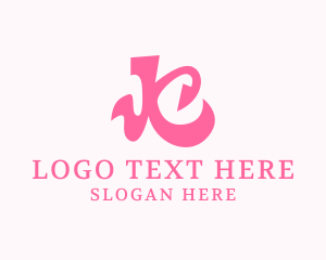 Boutique - Pink Curly Letter K logo design