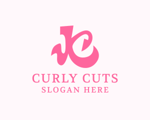 Curly - Pink Curly Letter K logo design