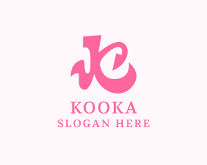 Pink Curly Letter K logo design