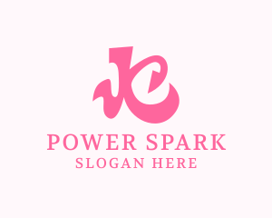 Fashion Brand - Pink Curly Letter K logo design