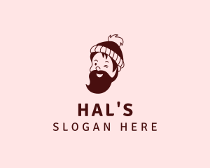 Man - Hipster Beard Beanie logo design