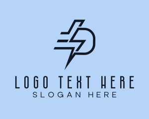 Lightning - Bolt Electricity Letter D logo design